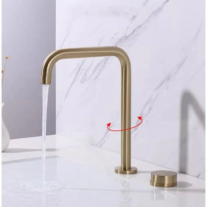 Brushed Gold Basin Faucet Nickel Sink Faucet Two