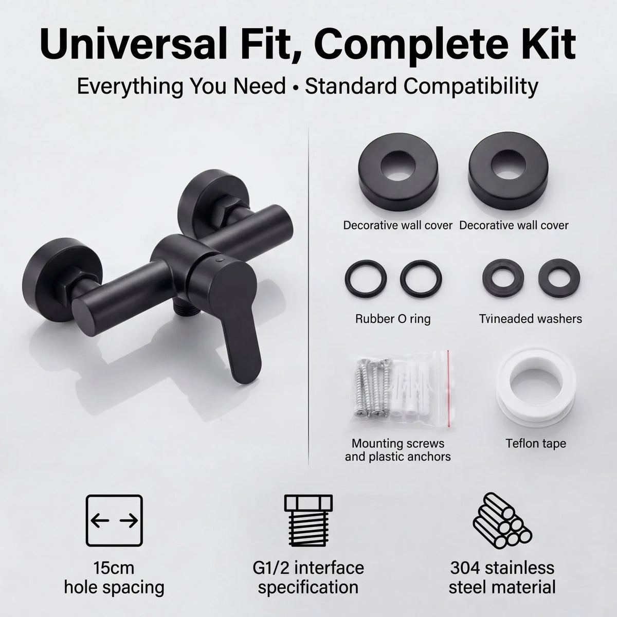 304 Stainless Steel Bathroom Shower Faucet Wall Mounted