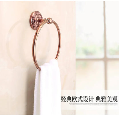 Bathroom Rose Gold Bath Towel Towel Ring Carved