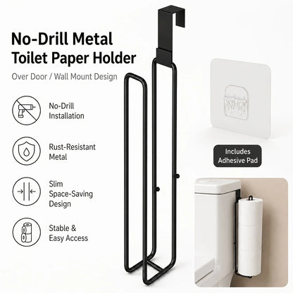 Self-Adhesive Toilet Paper Holder Black Iron Bathroom Tissue