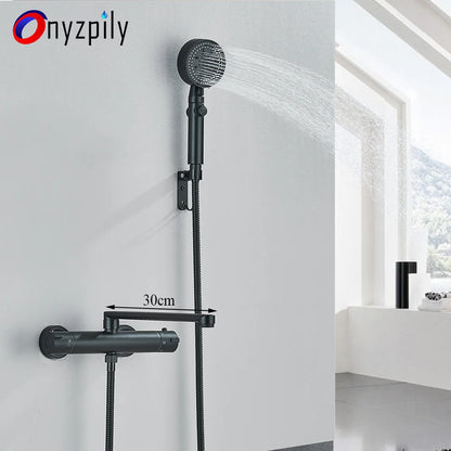 Thermostatic Shower Faucet Bathroom Black Mixertap Thermostat