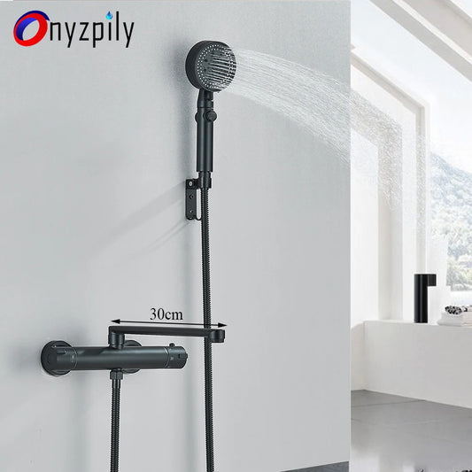 Thermostatic Shower Faucet Bathroom Black Mixertap Thermostat