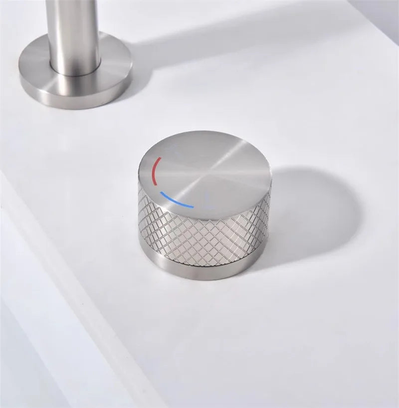 Brushed Gold Bathroom Faucet Two Holes Gun Grey
