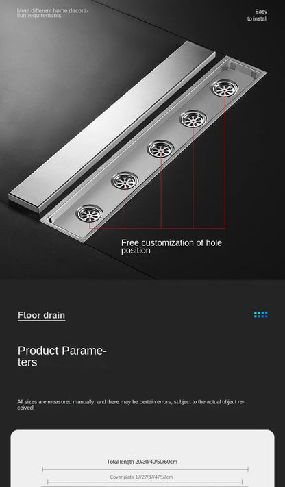 Luxury Hidden 304 Stainless Steel Rectangular Floor Drain