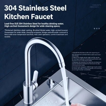 Punch-Free Black Nickel Bathroom Sink Faucet 360 Rotatable