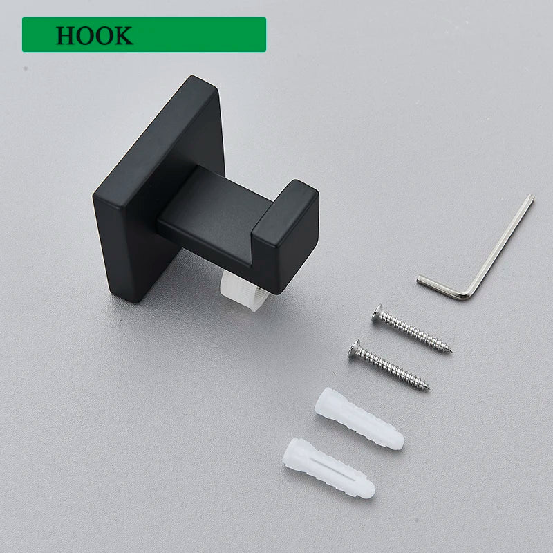 Bathroom Matte Black Wall Shelf Toilet Roll Paper