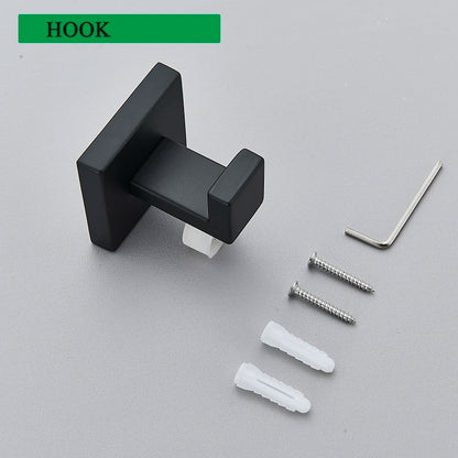 Bathroom Matte Black Wall Shelf Toilet Roll Paper
