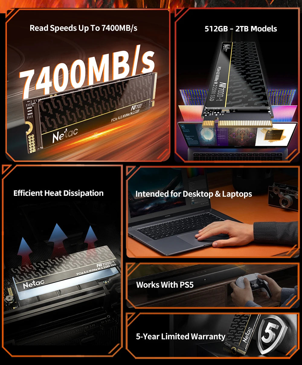 Netac Ssd 1tb Ssd Nvme M2 7400mb/S 512gb