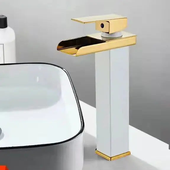 Black Waterfall Bathroom Basin Faucet Square Vanity Sink