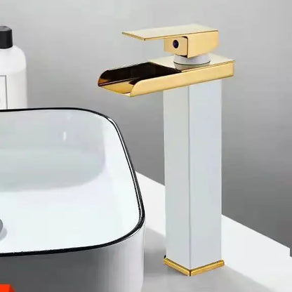 Black Waterfall Bathroom Basin Faucet Square Vanity Sink