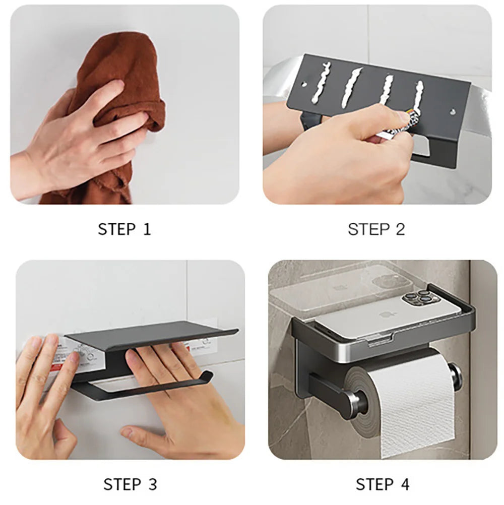 Toilet Paper Holder Wall-Mounted Double Layer Paper Roll