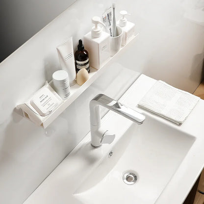 White Corner Shower Caddy No Drill Bathroom Shelf