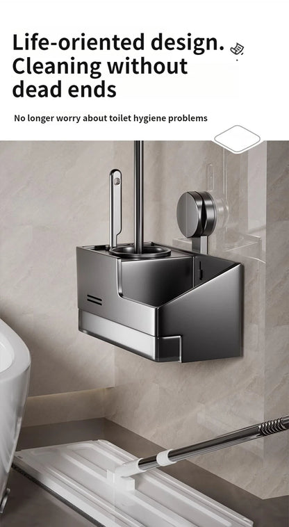 Suction Cup Toilet Brush No Punching Wall Mounted