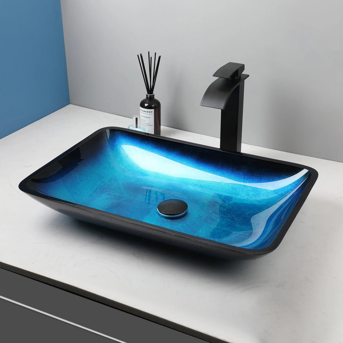 Kemaidi Big Tempered Glass Basin Sink Washbasin Bathroom