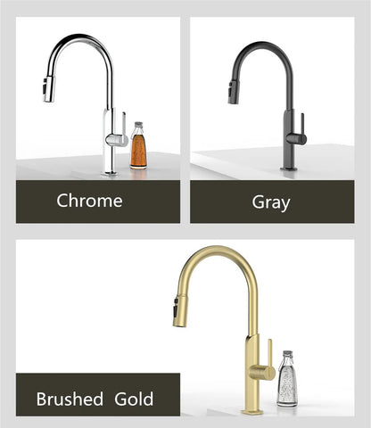Brushed Gold Pull Out Faucet Sus304 Sink Faucet