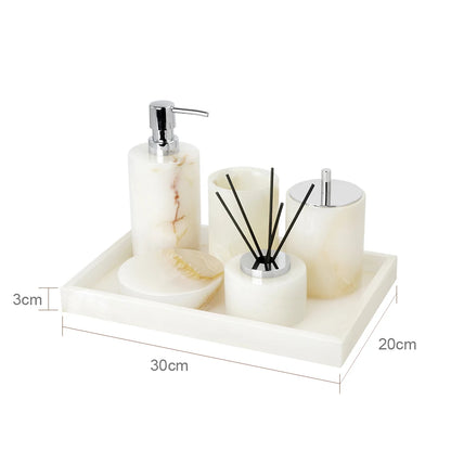 White Onyx Natural Marble Bathroom Luxury Soap Dispenser