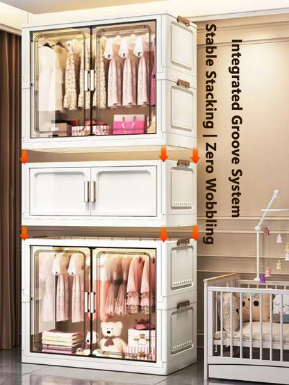 Multi-Functional Folding Storage Cabinet Doors White/Black/Gray