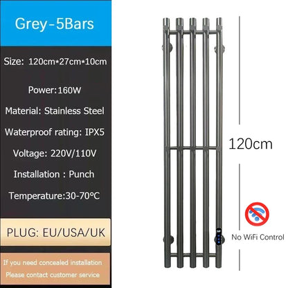 Oxg 3-Bar Electric Heated Towel Rack Timer Wall