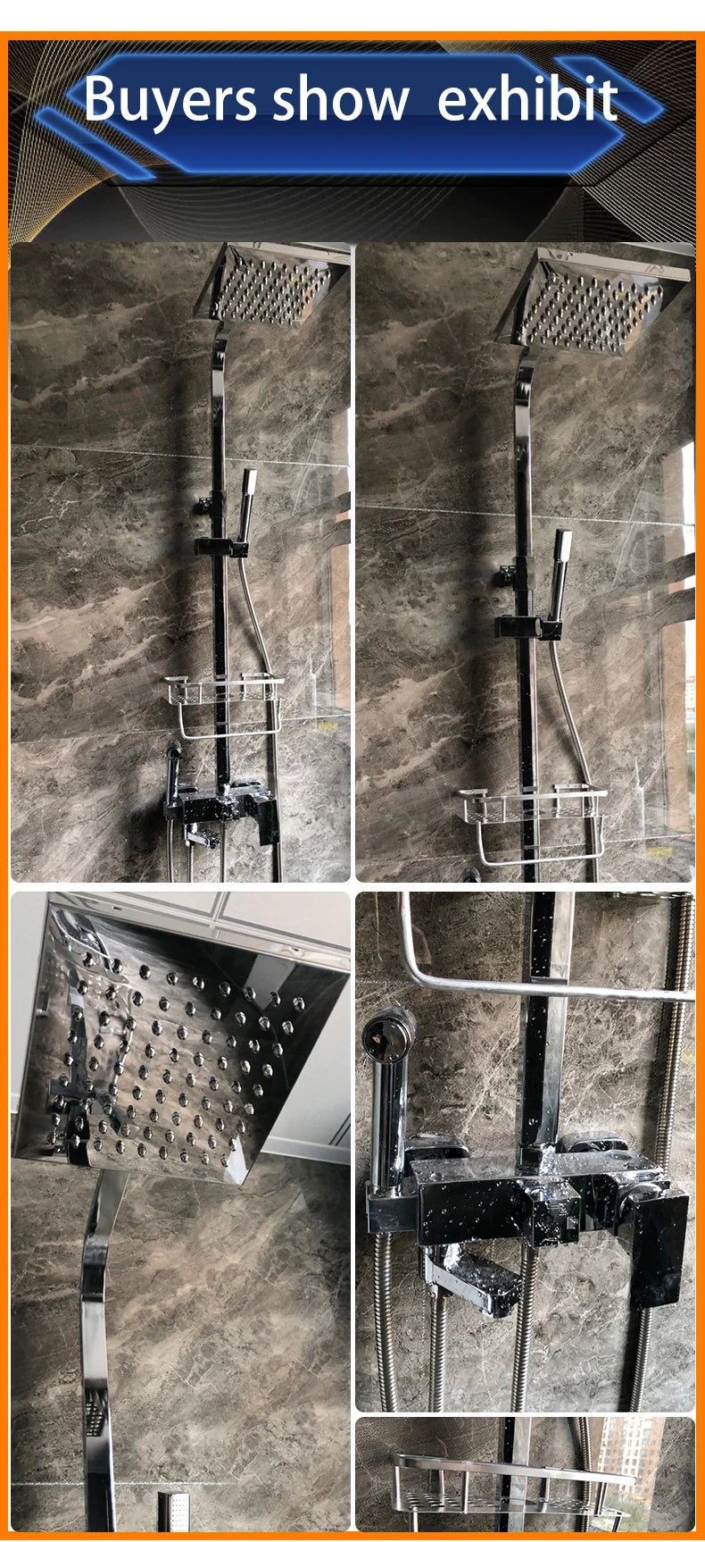Bathroom Shower Black/Chrome Plated Circular Copper Pressure