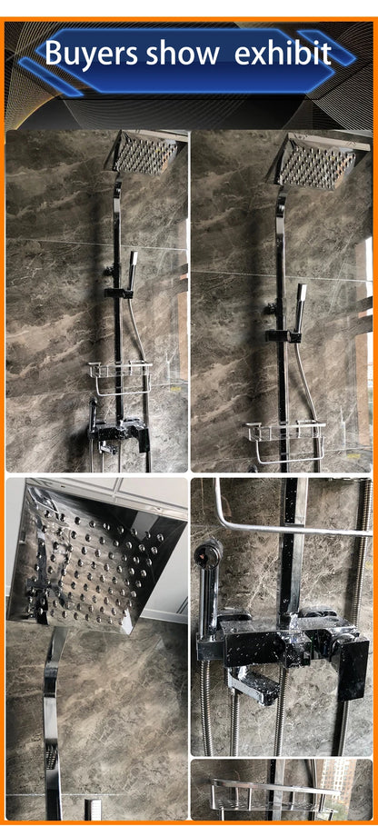 Bathroom Shower Black/Chrome Plated Circular Copper Pressure