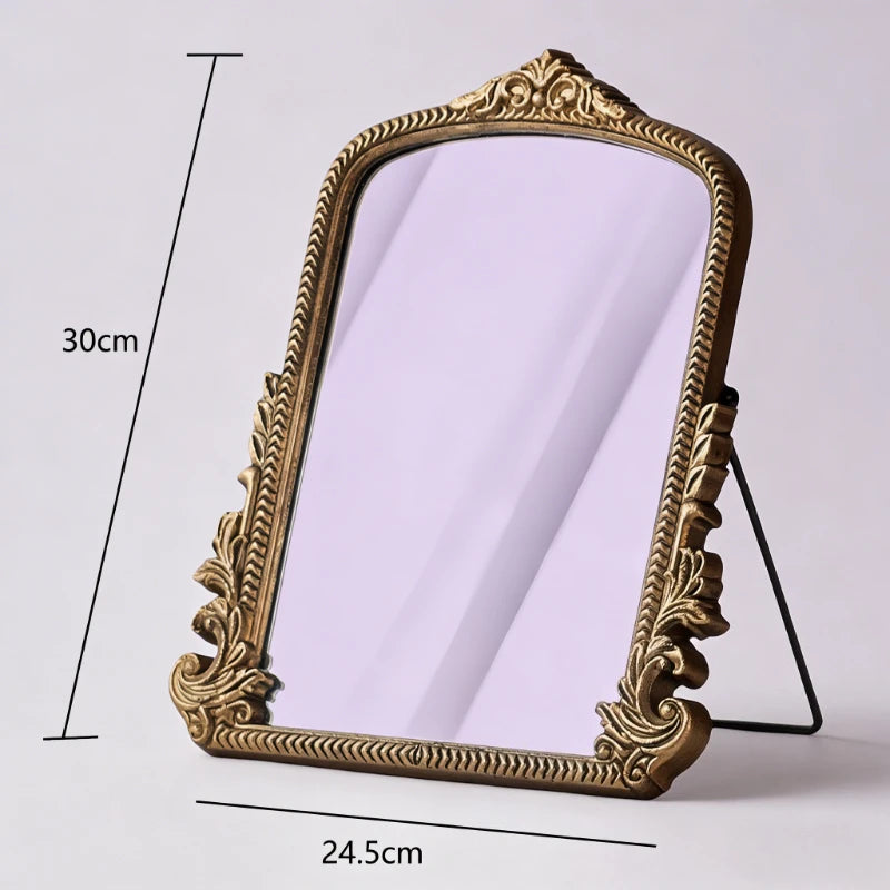 Vintage French Baroque Ornate Wall Mirror Arched Gold
