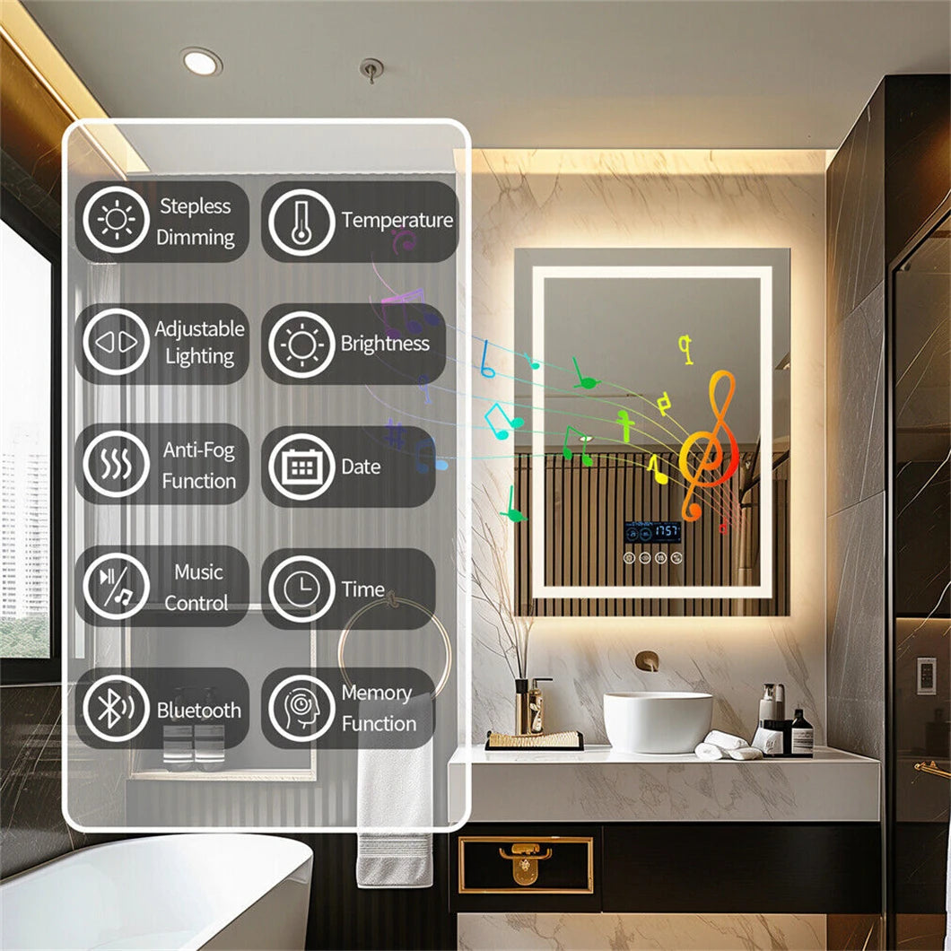 Smart Led Bathroom Mirror Rectangle Wall Mount Mirror