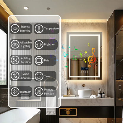 Smart Led Bathroom Mirror Rectangle Wall Mount Mirror