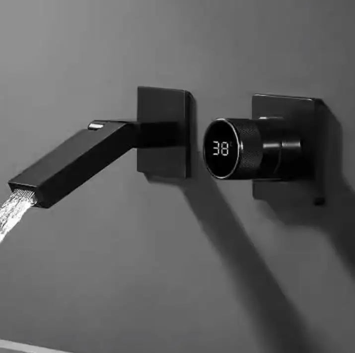 Gunmetal Gray Wall Mount Faucet Cold Washbasin Basin