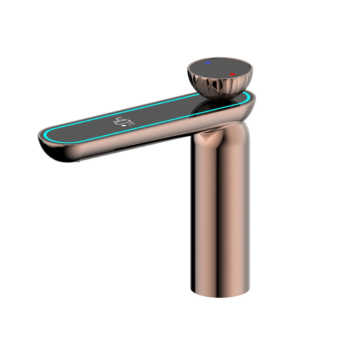 Zappo Gun Gray Digital Display Bathroom Faucet Brass