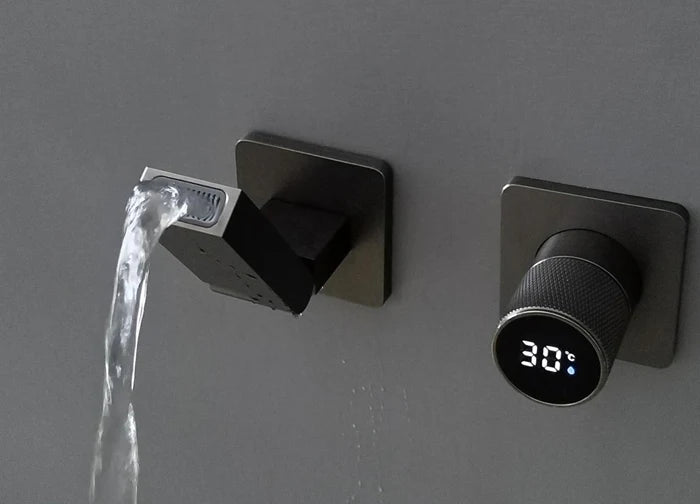 Gunmetal Gray Wall Mount Faucet Cold Washbasin Basin