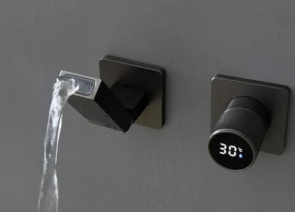 Gunmetal Gray Wall Mount Faucet Cold Washbasin Basin