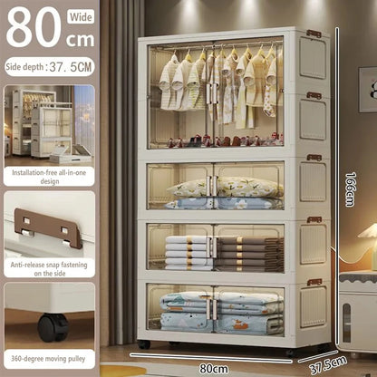 Multi-Functional Folding Storage Cabinet Doors White/Black/Gray