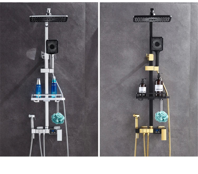 Piano Digital Display Thermostatic Bathroom Shower Cold Brass
