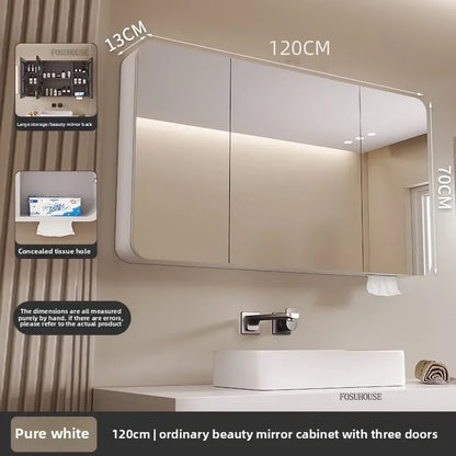 Arc-Shaped Smart Bathroom Mirror Cabinet Wall-Mounted Bathroom