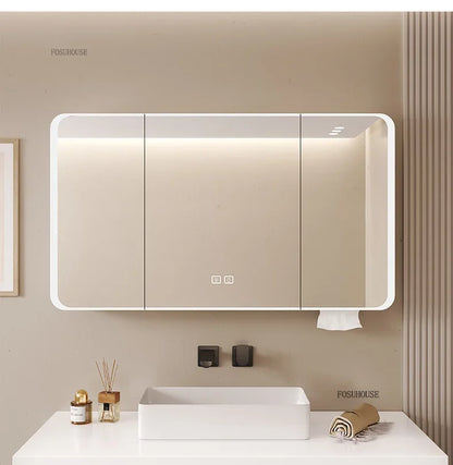 Arc-Shaped Smart Bathroom Mirror Cabinet Wall-Mounted Bathroom