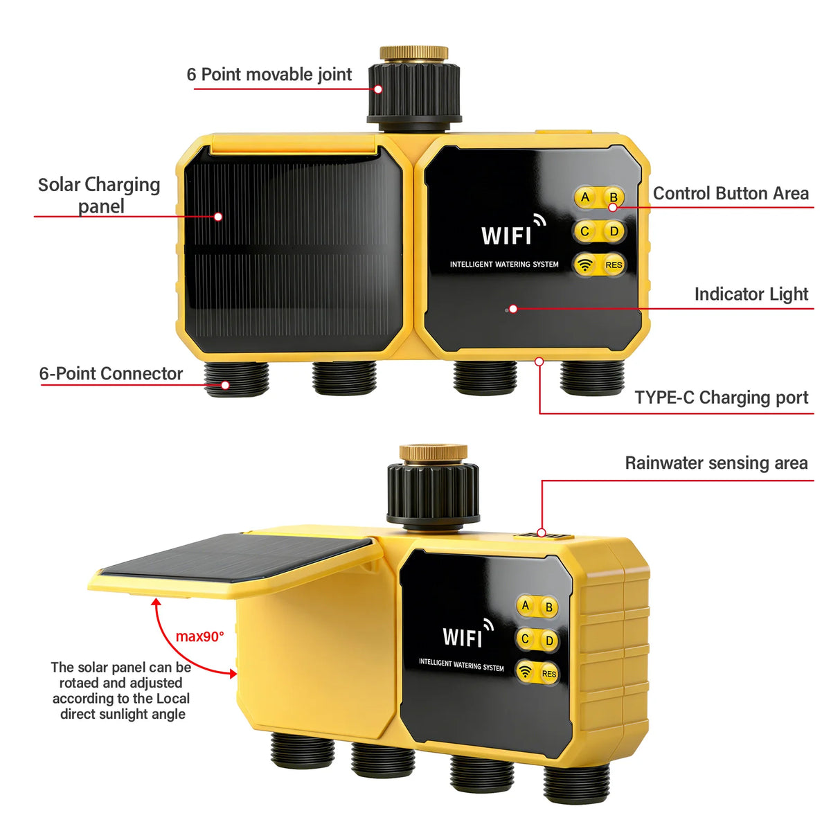 Yieryi Solar Wifi Smart Water Timer Zone Independent
