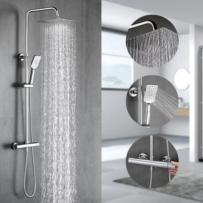 Shower System Thermostat 10-Inch Rain Shower Head Stainless