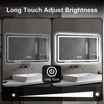 Led Bathroom Mirror Wall Mounted Fogless Makeup Mirror