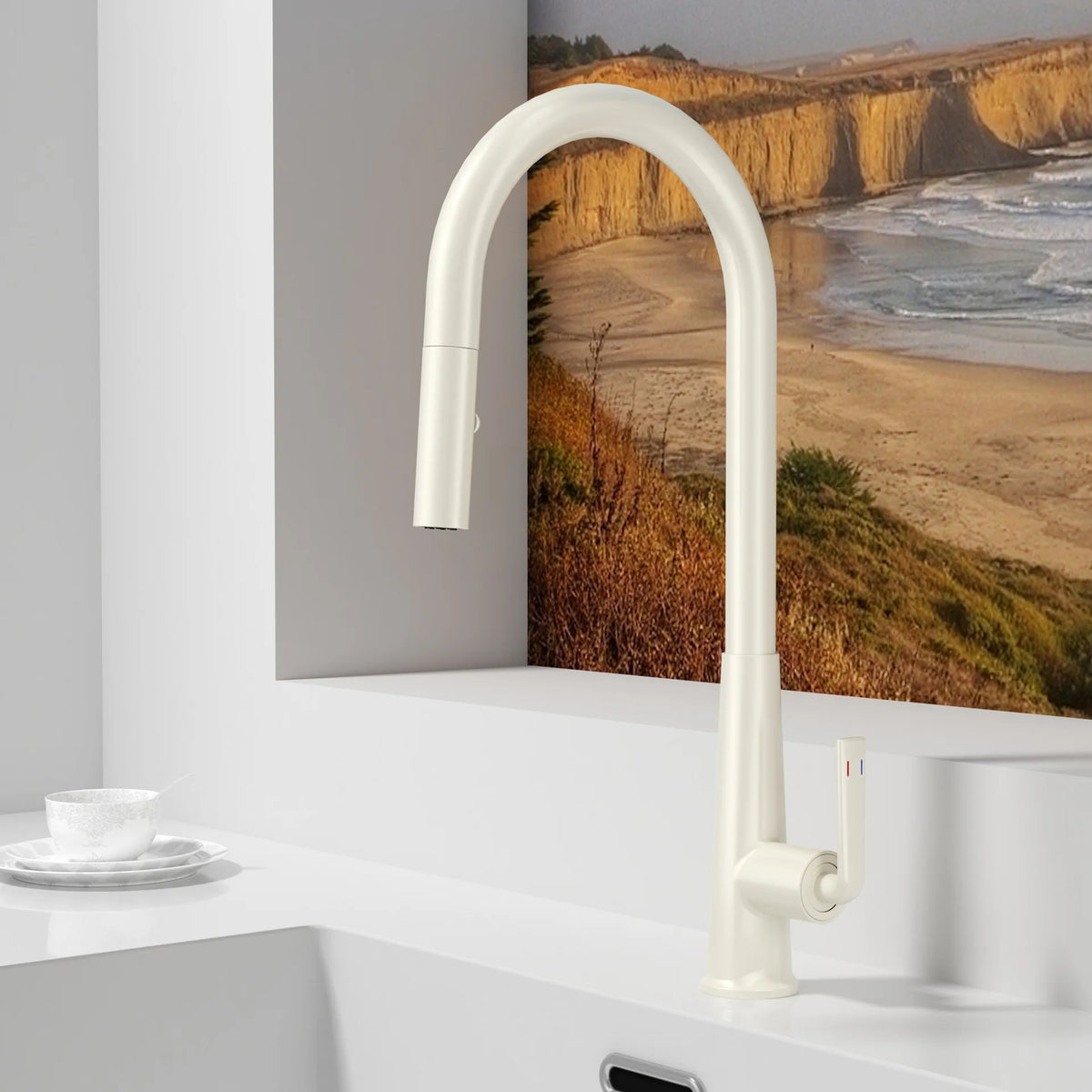 Brushed Gold Faucet Pull Out Sprayer Cold Water