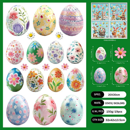 Easter Cartoon Rabbit Egg Window Stickers Bunny Easter