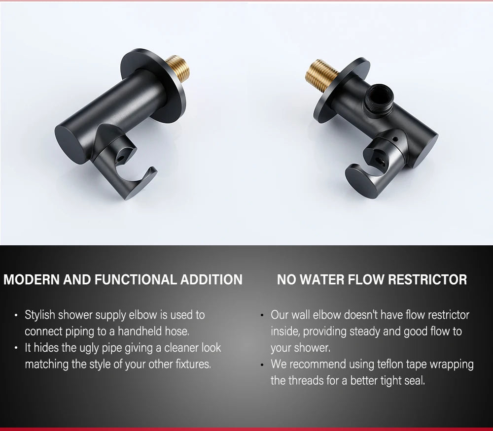 Black Bathroom Shower Faucet Wall Mount Rainfall Shower