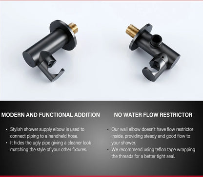 Black Bathroom Shower Faucet Wall Mount Rainfall Shower