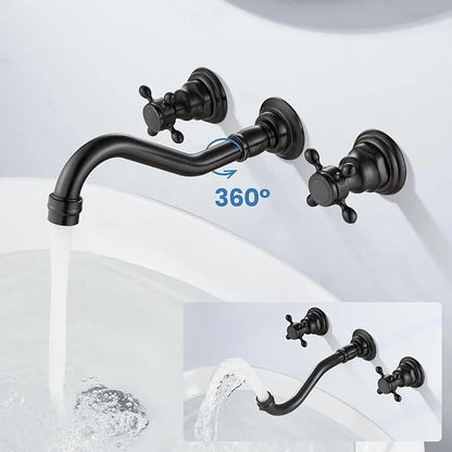 Kemaidi Bathroom Faucet Antique Brass Wall Mounted Bathroom