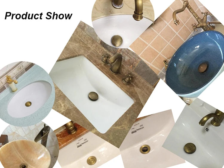Antique Finish Brass Bathroom Lavatory Basin Sink Pop-Up