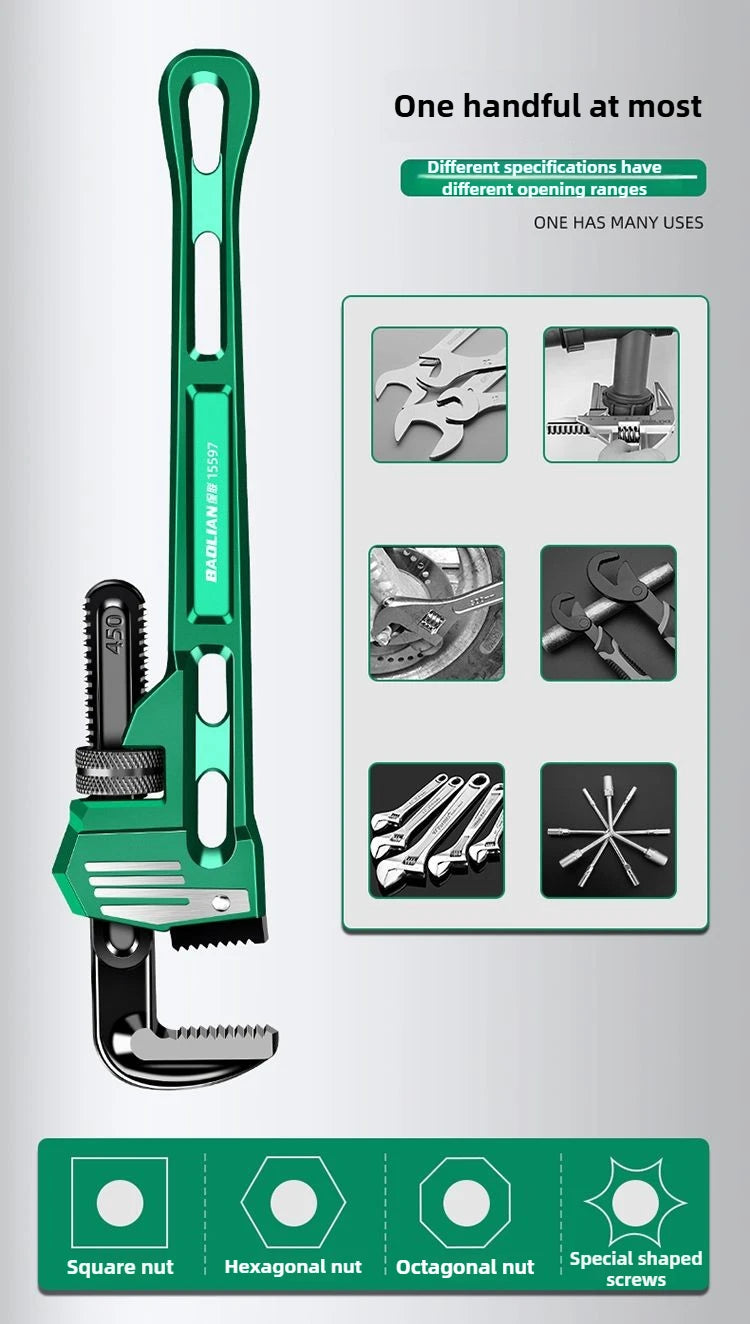 10/12/14/18 Inch Pipe Wrench Universal Monkey Spanner