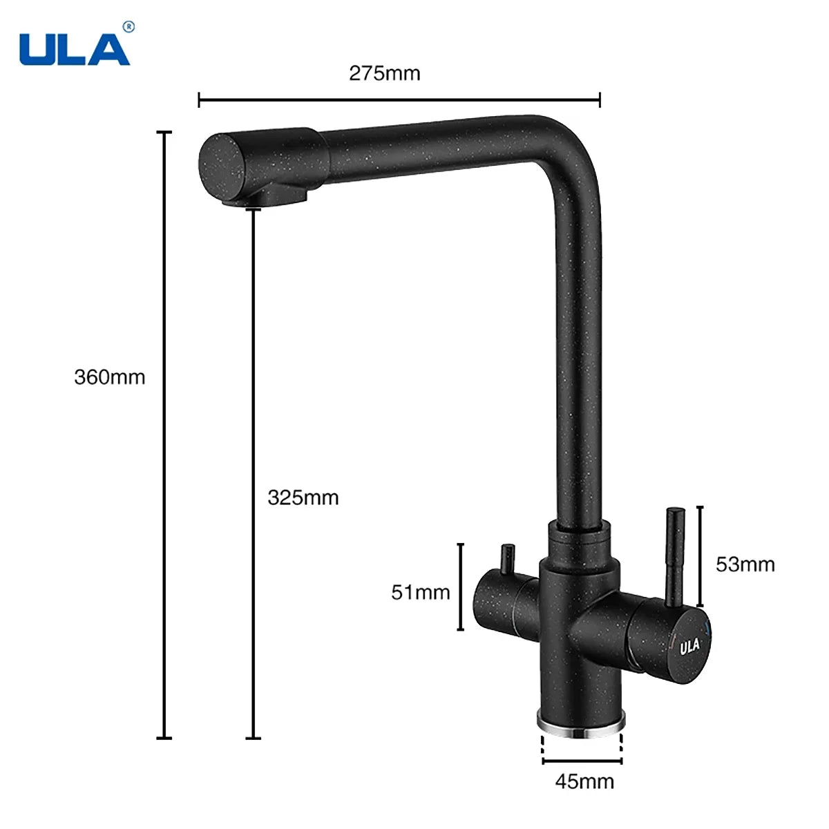 Ula Filtered Faucet Gold Purifier Faucet Dual Sprayer