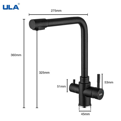 Ula Filtered Faucet Gold Purifier Faucet Dual Sprayer