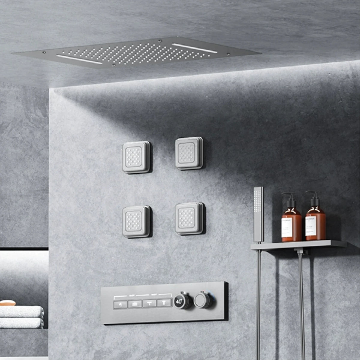 Luxury Gun Gray Brass Shower System Ceiling Design