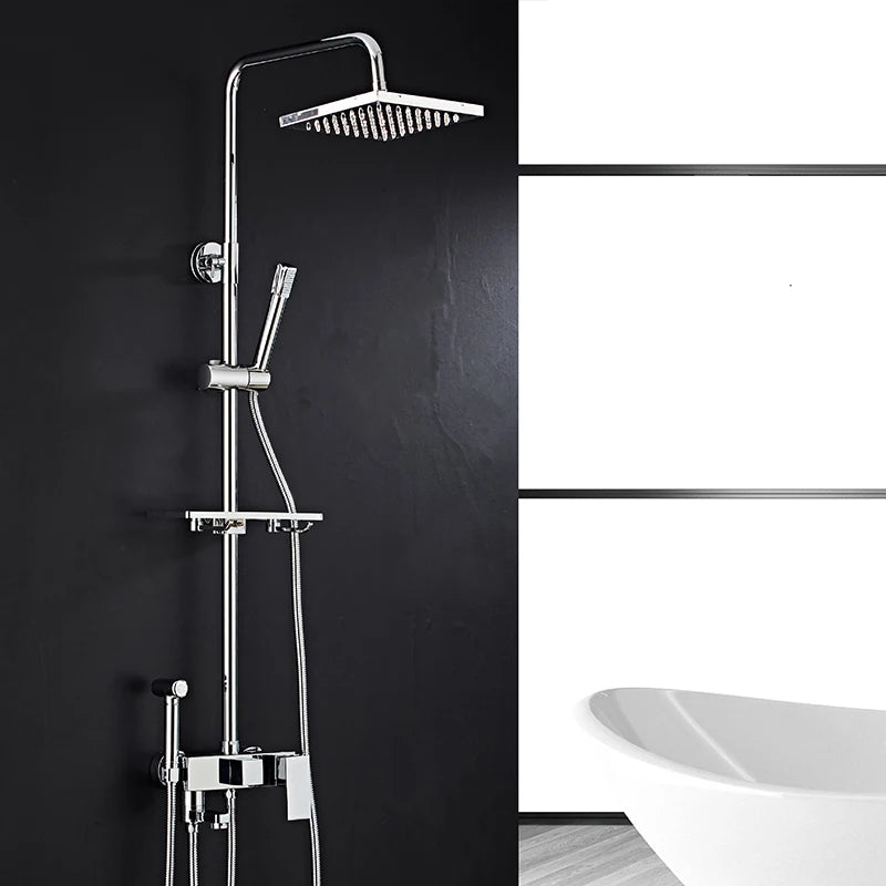 Bathroom Shower Black/Chrome Plated Circular Copper Pressure