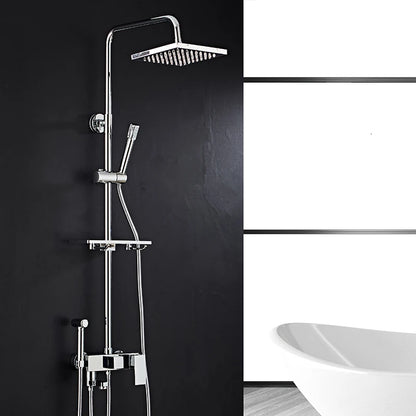 Bathroom Shower Black/Chrome Plated Circular Copper Pressure